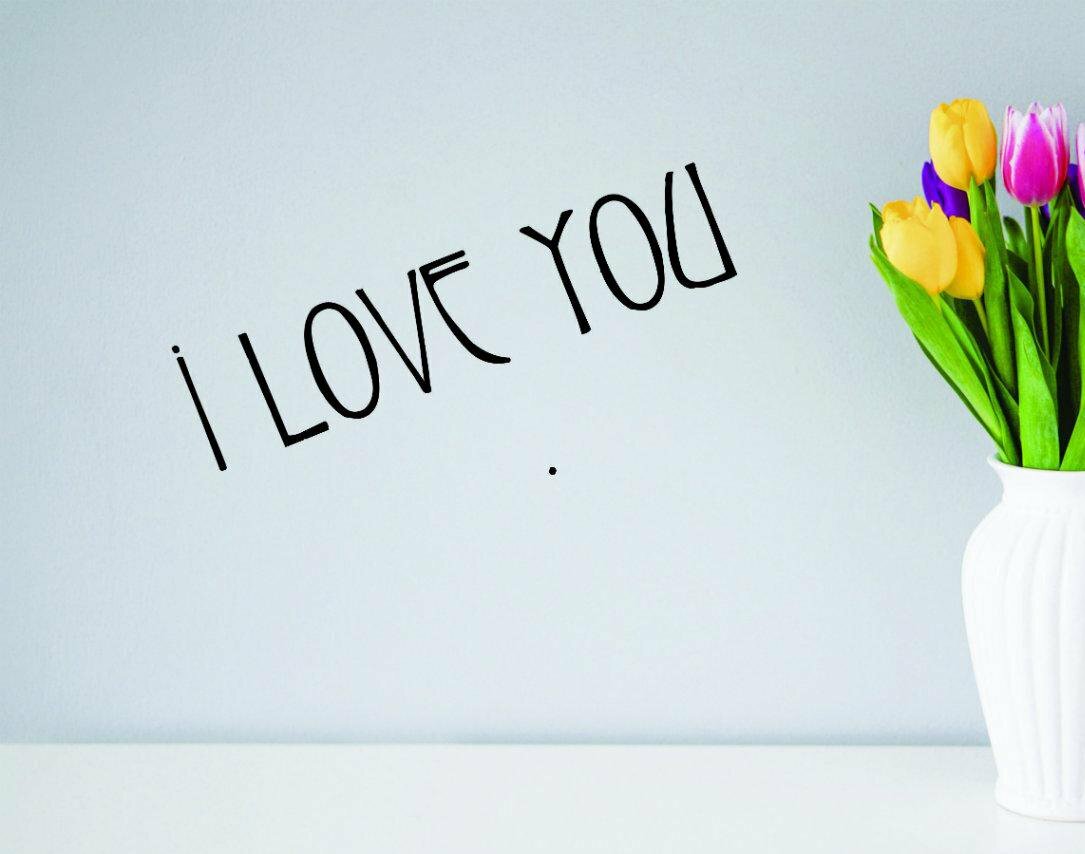 I Love You Peel & Stick Wall Sticker Decal, 10″ x 40″, Black