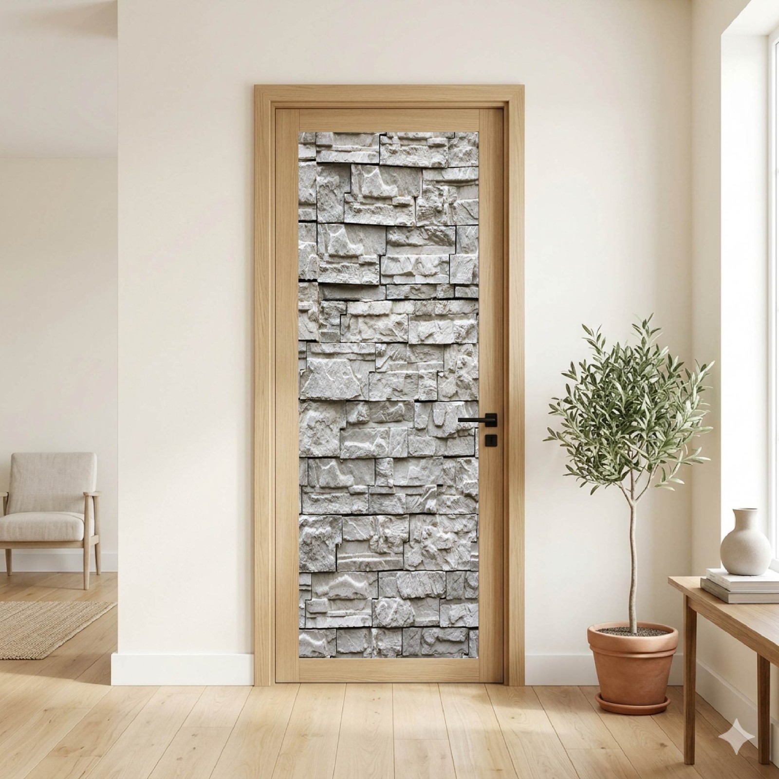 3D Mediterranean Stone Door Mural Removable Peel and Stick Entryway Art