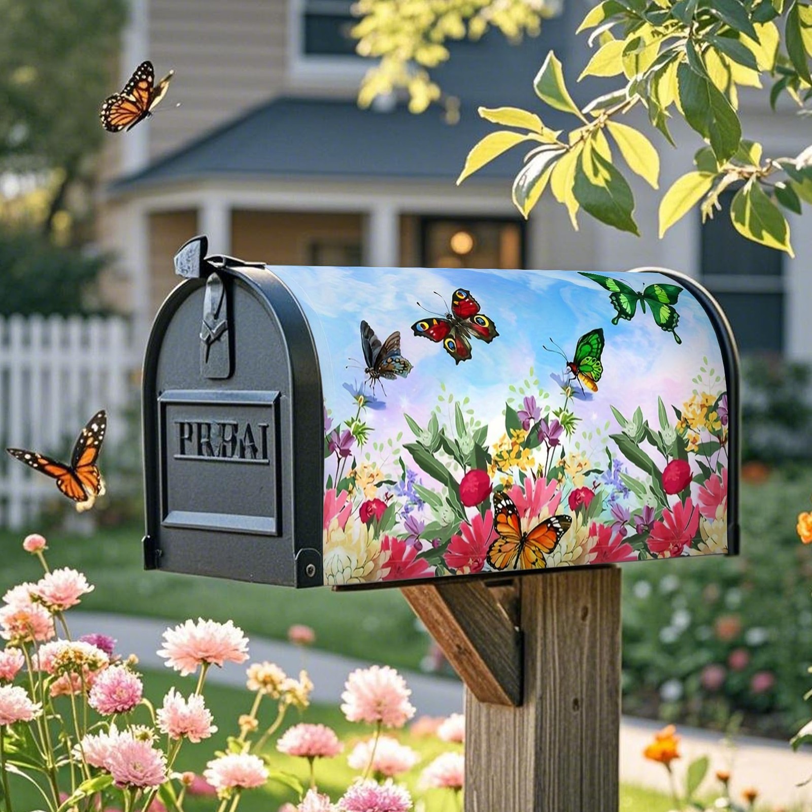 Mailbox Covers Magnetic Standard Size 18 x 18 x 21 Inch, Butterfly & Flower
