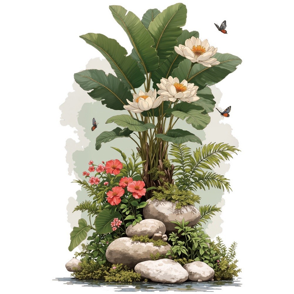 Waterproof PVC Extra Large Modern Minimalist Flower Wall Sticker 82.5×54.5cm