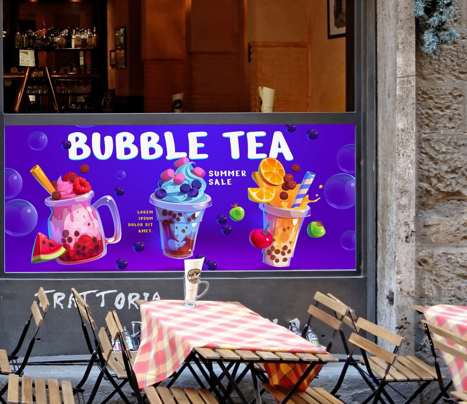 3D Bubble Tea A452 Pearl Tea Shop Window Stickers Vinyl Wallpaper Murals Amy
