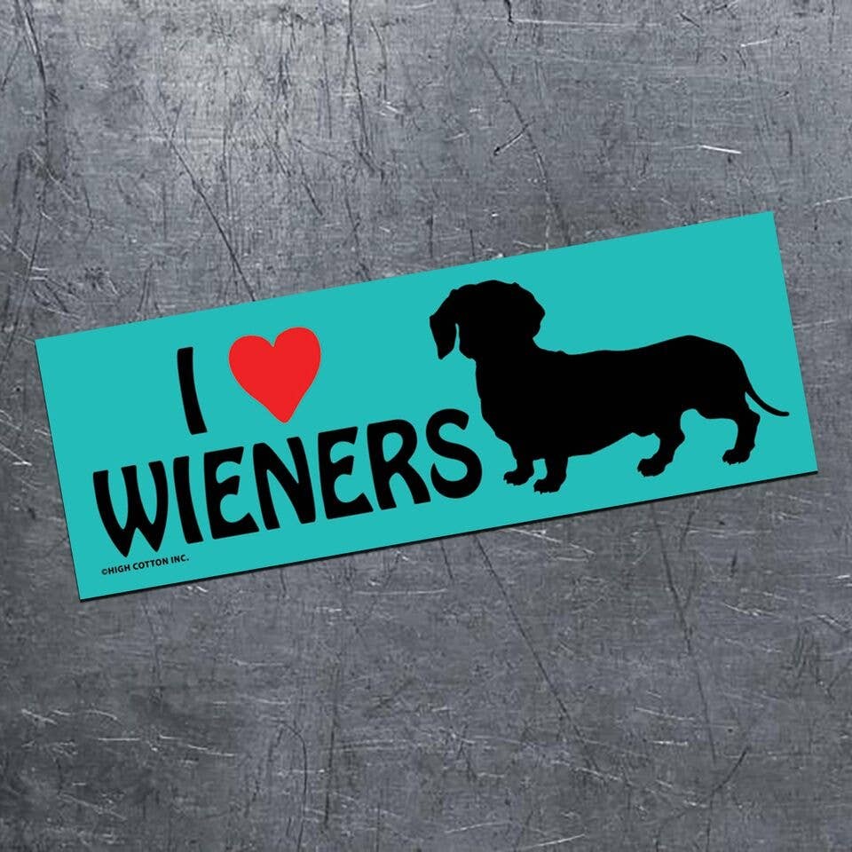 “I ❤️ WIENERS” 😂🌭 LOL Funny Dog Bumper Car Fridge Magnet | Made in USA