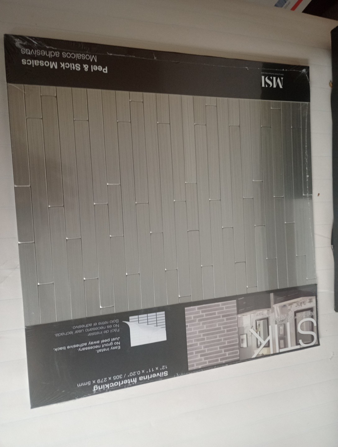 Lot Of 20 Peel And Stick Mosaic 12″X11″X0.20″ Tiles Silver Finish By MSI