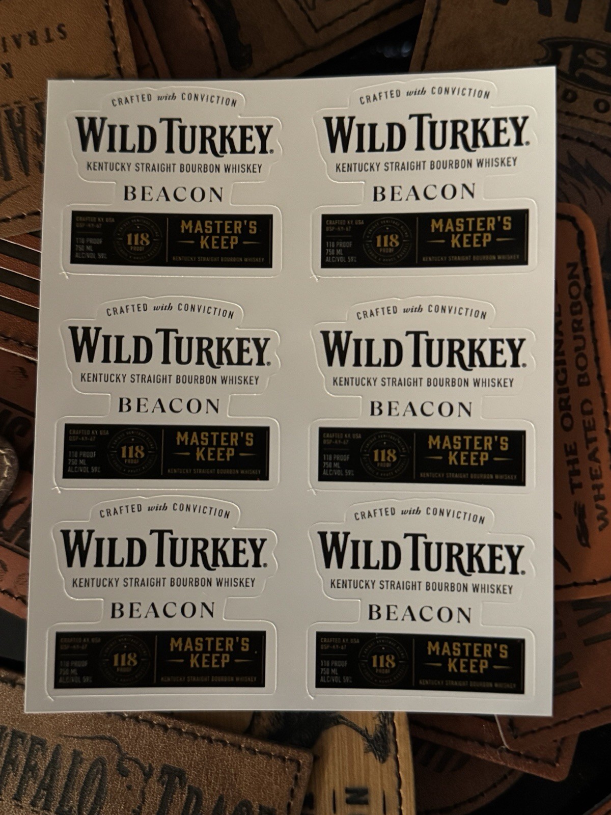 Wild Turkey Masters Keep Beacon Mini Taster Bottle Labels – Full Set Of 6 Labels
