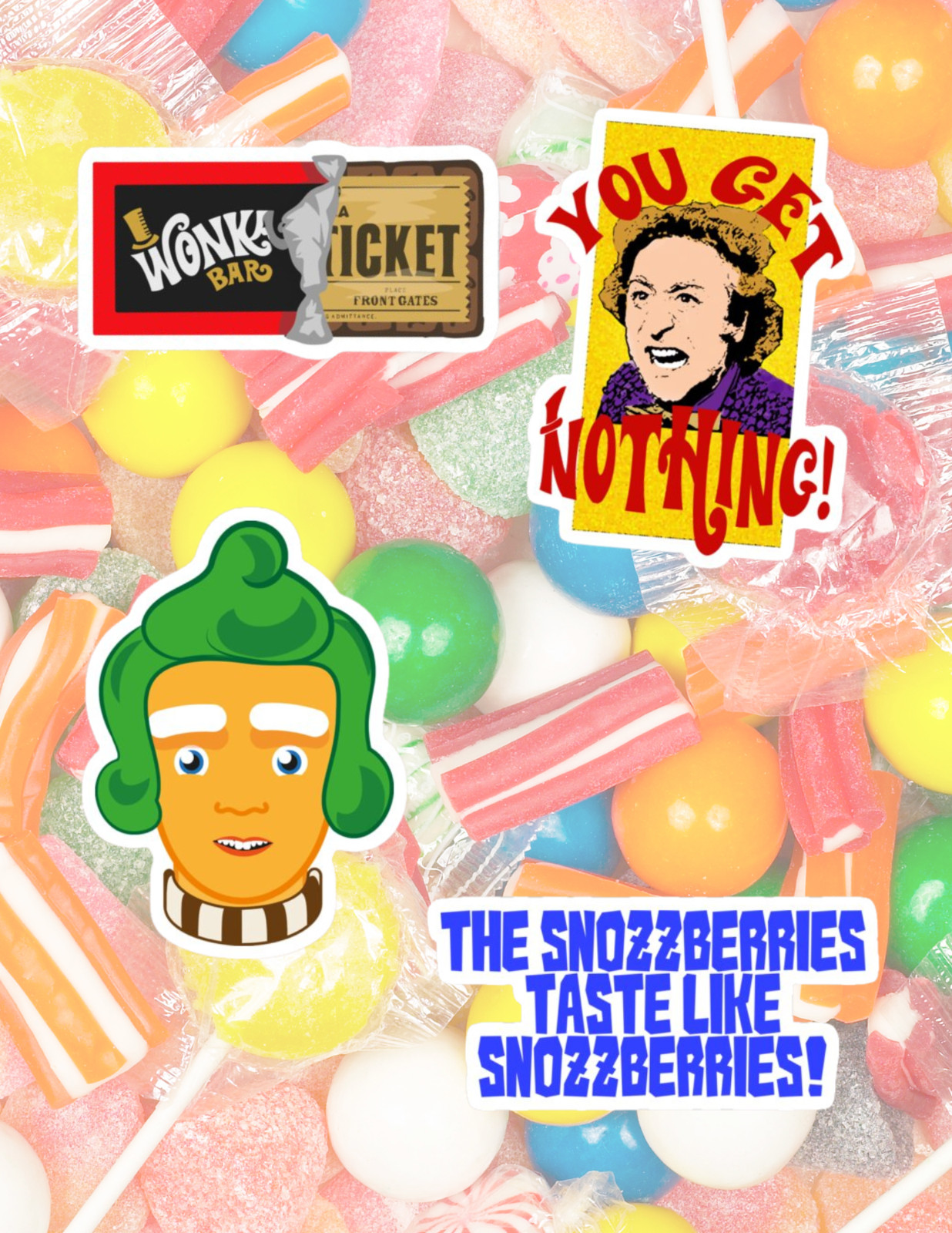 Willy Wonka 2000’s Movie 4pc Sticker Pack
