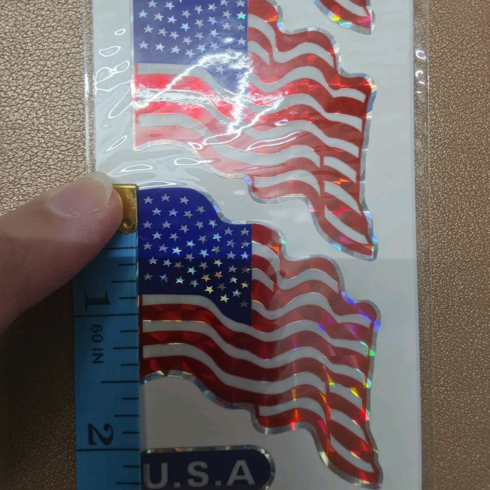 RUBIES USA FLAG HOLOGRAPHIC WATERPROOF STICKERS 12 PK (72 FLAGS/10 USA STICKERS)