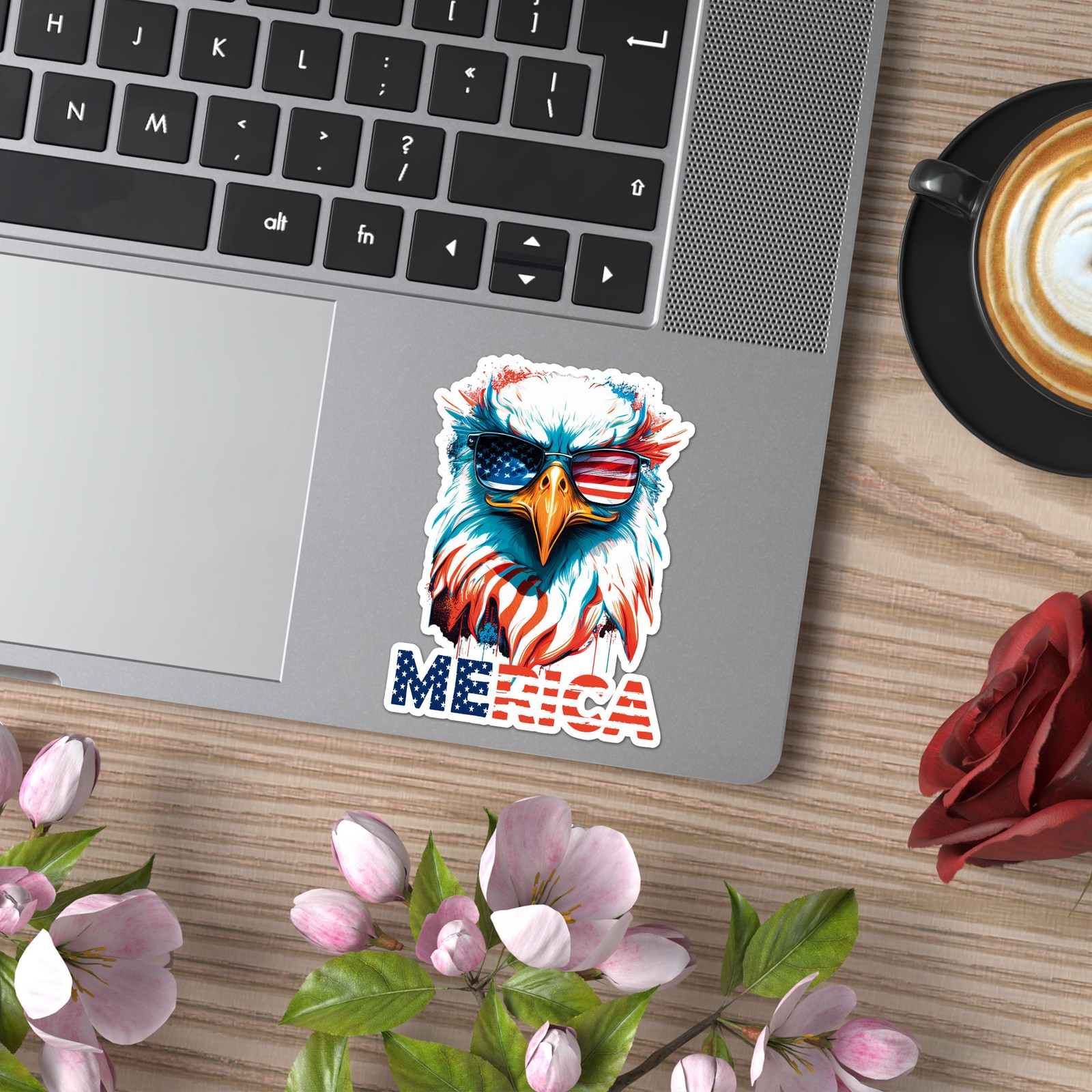 ‘Merica Eagle Glasses – Vinyl Decal Sticker – Car Window Laptop – ebn9969