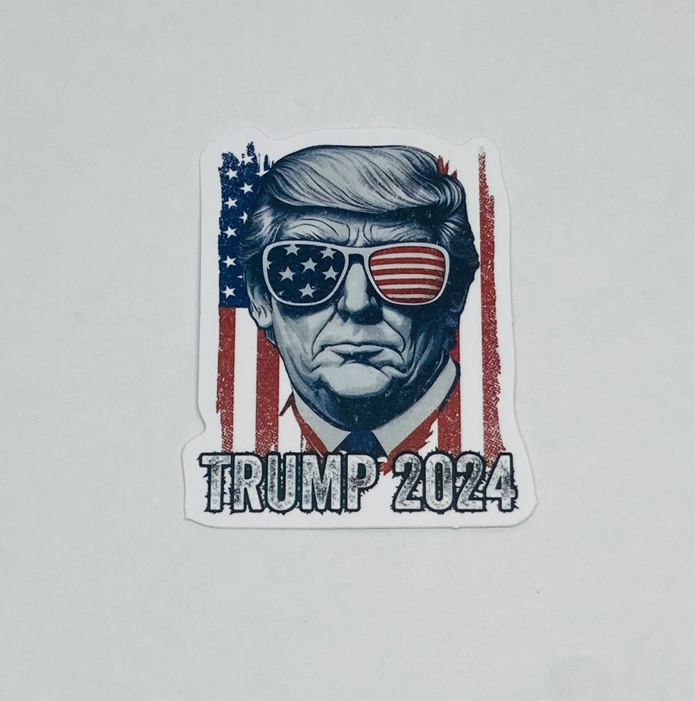 Trump 2024 Campaign Sticker USA Flag Glasses Art Decal Vinyl Souvenir Tc6