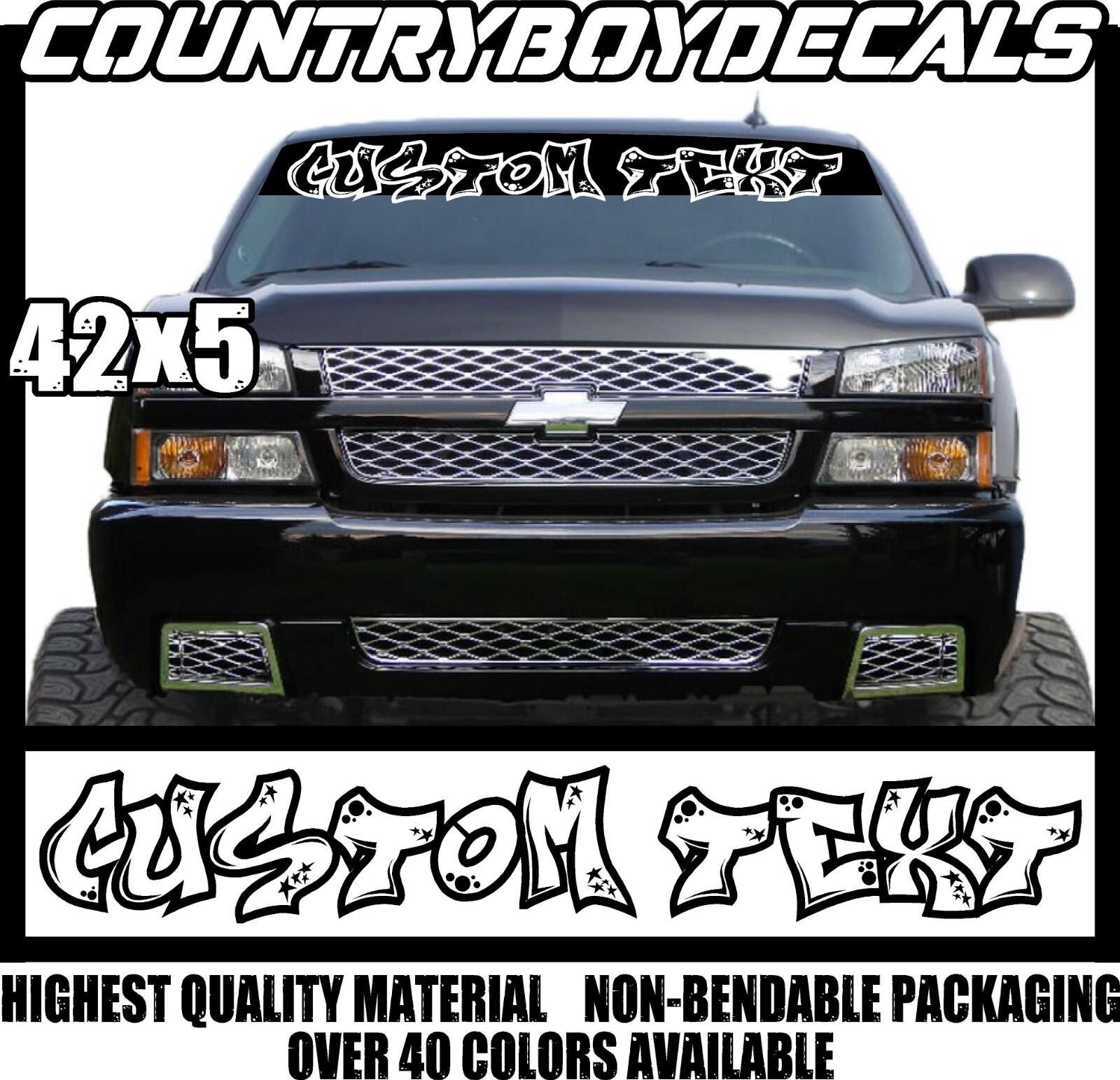 CUSTOM TEXT 42″ Windshield Vinyl Decal Sticker Diesel Truck Car Personalize JDM