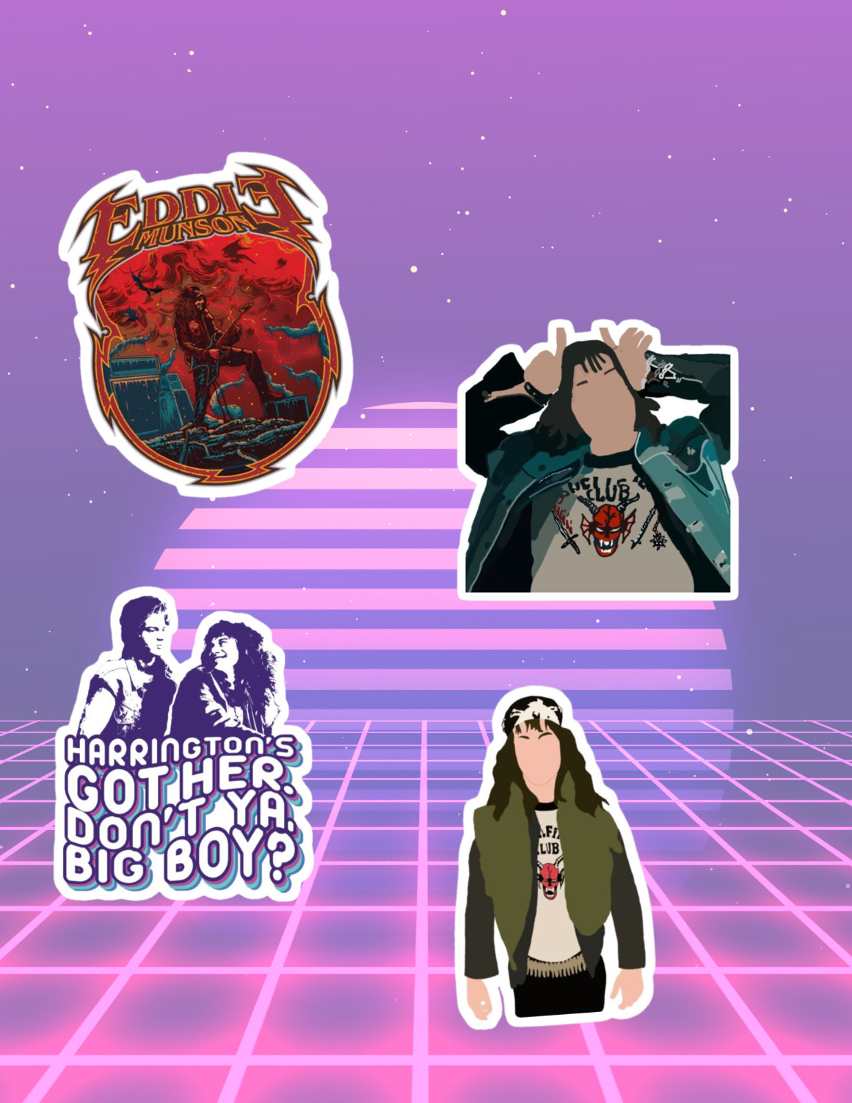 Stranger Things TV Eddie Munson 4pc Sticker Pack