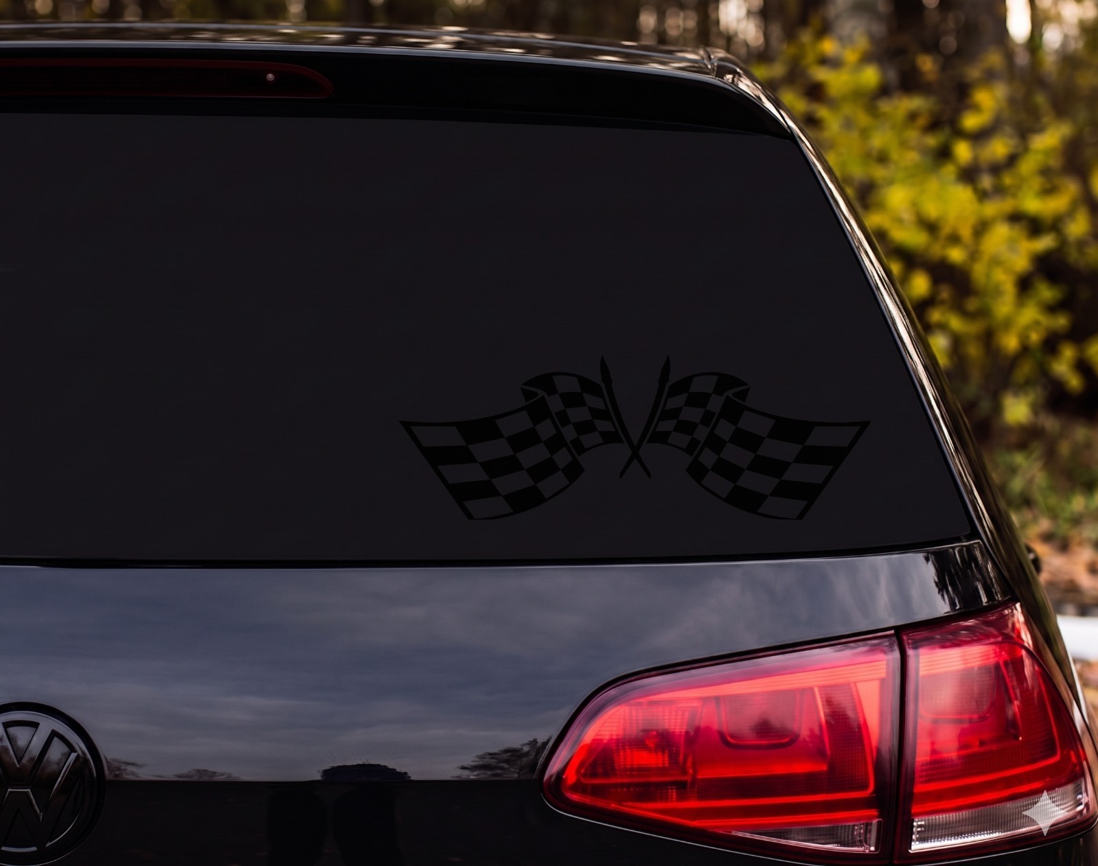 Crossed Checkered Racing Flags Vinyl Decal Sticker Car Window | Racing Fan Gift
