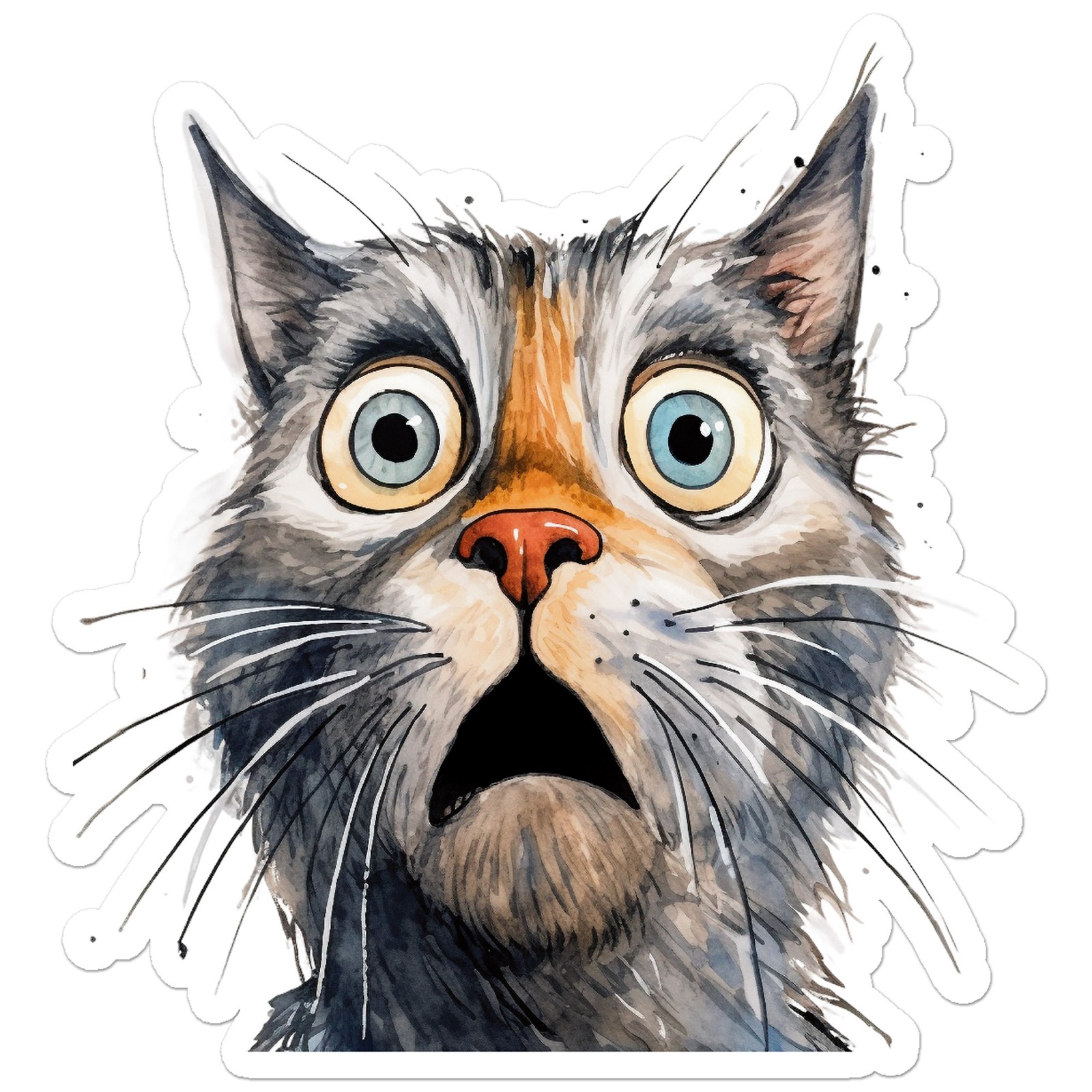 Scared Grey Cat – Vinyl Decal Sticker – Car Window Laptop – ebn12376