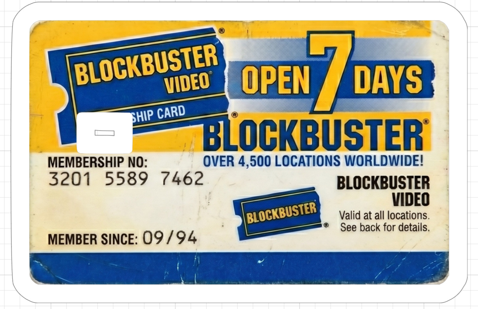 BlockBuster Video Credit Debit ATM Gift Card Skin Retro Original Art Old Sticker