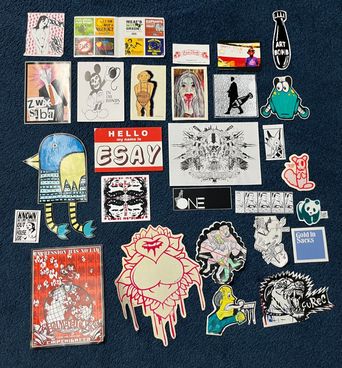 VTG Graffiti Street Art Sticker Lot Large 228 Vinyl Hand Drawn SNOB x27 1405