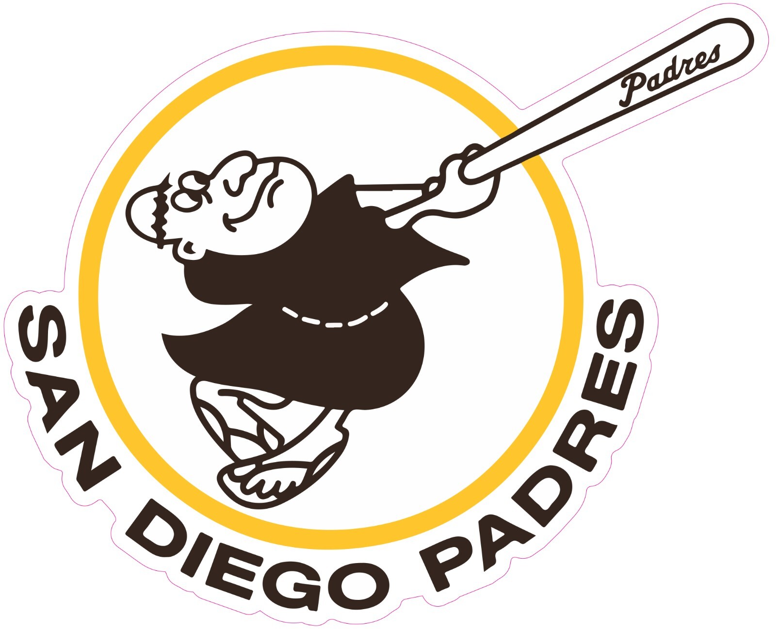 San Diego Padres Swinging Friar Vinyl Decal Sticker Car Truck Bumper Tumbler Mug