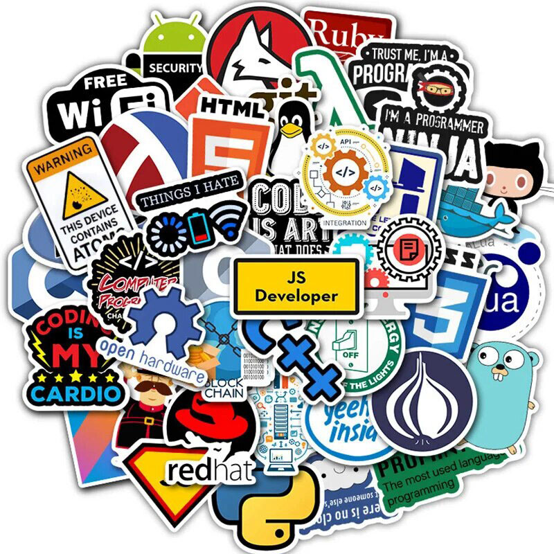 50PCS Programming Software Dev Geek Python Java PHP Docker HTML Stickers Pack