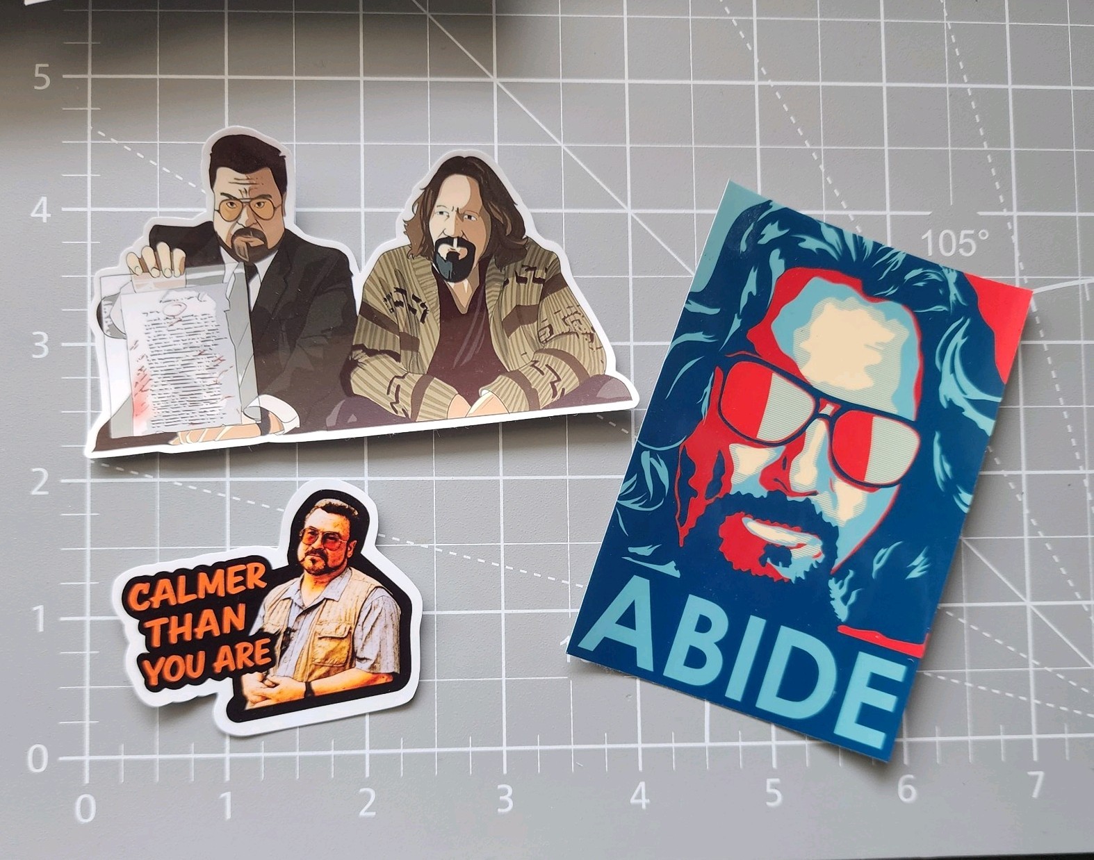 The Big Lebowski Vinyl Stickers ~ The Dude ABIDES ~ Walter ~ Larry’s Homework