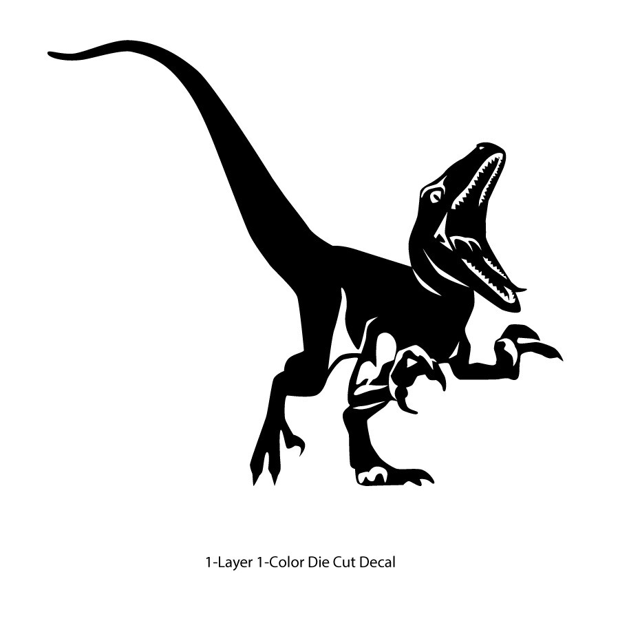 Dinosaur – Roaring Velociraptor #4 – Jurassic Period – 4-21″ wide – DieCut Decal