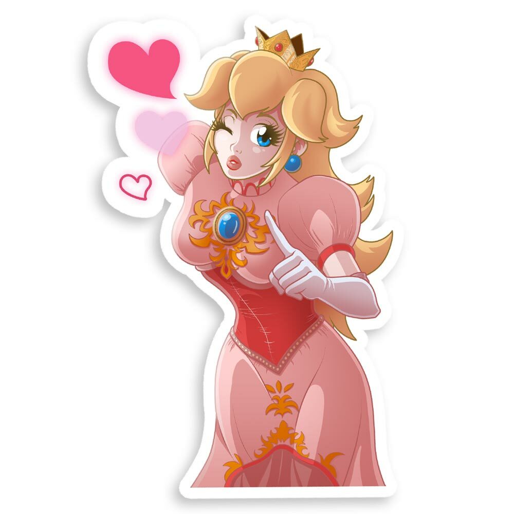 Sweet Princess Peach Super Mario 3″ Die-Cut Glossy Vinyl Mario Sticker