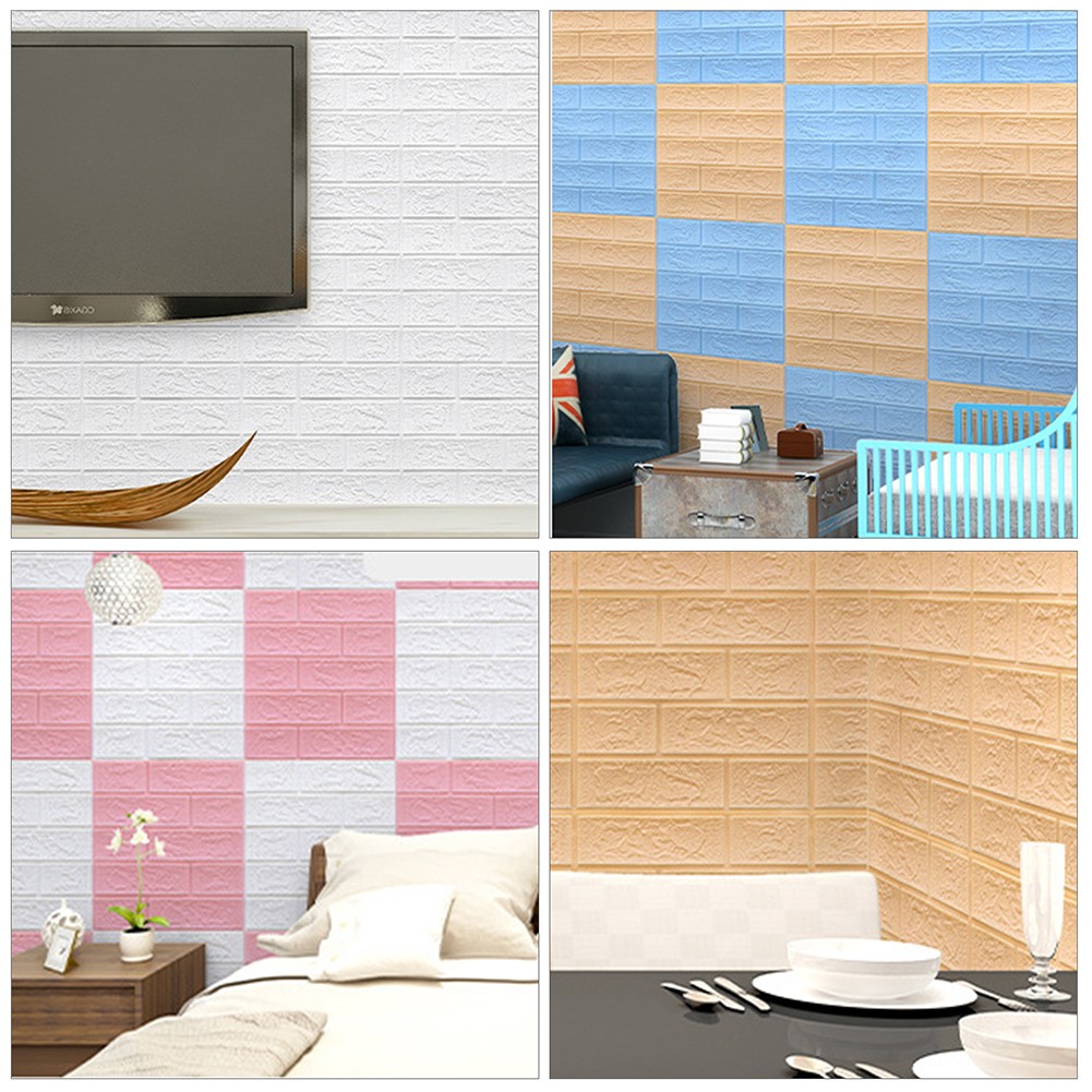 10pc 3D Foam Brick Stone Wall Panels Marbing Wallpaper Self Adhesive Waterproof
