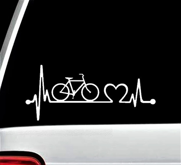 Bicycle Heartbeat Lifeline Cycling Decal Sticker K1077 | ekg ecg decal
