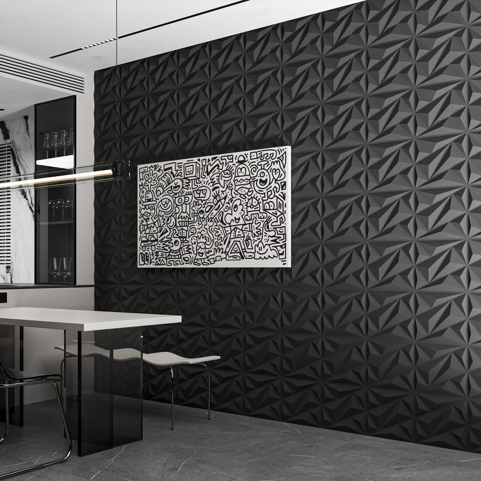 Art3d Dimensionally cut PVC ceiling and wall panels,12 pack or 33 pack
