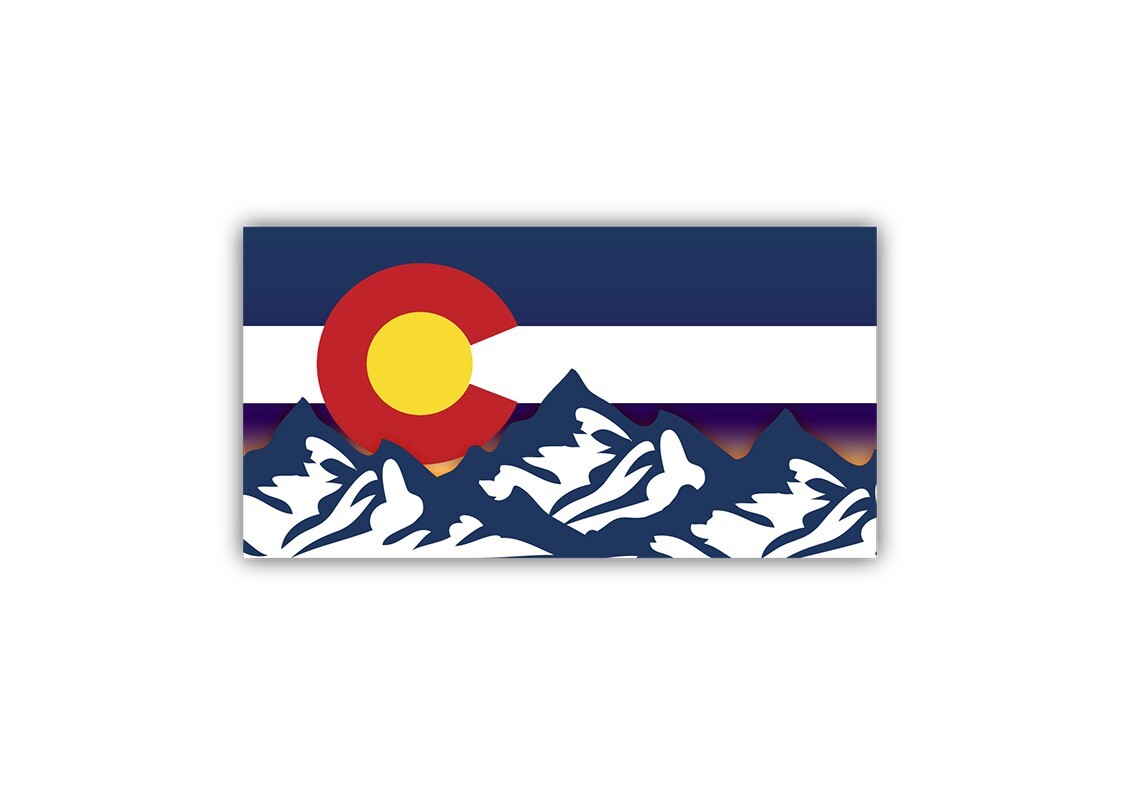 Colorado State Flag with mountains vinyl sticker decal – many sizes available