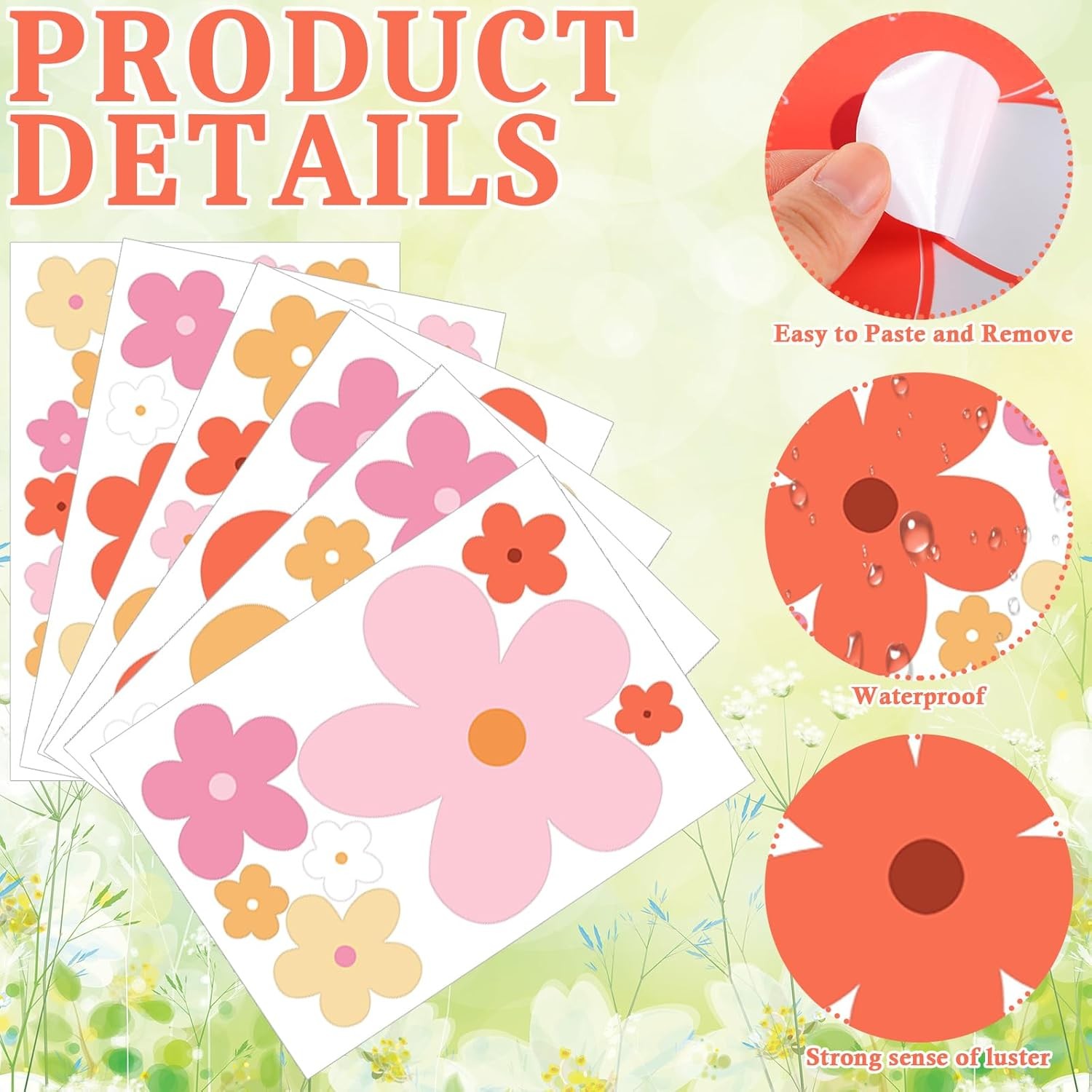 12 Sheets Daisy Stickers 147 Pcs Daisy Flower Car Decals Vinyl Self Adhesive Ret