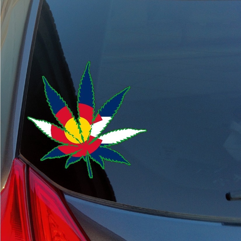 Colorado State Flag marijuana leaf sticker decal hemp pot legal legalize medical