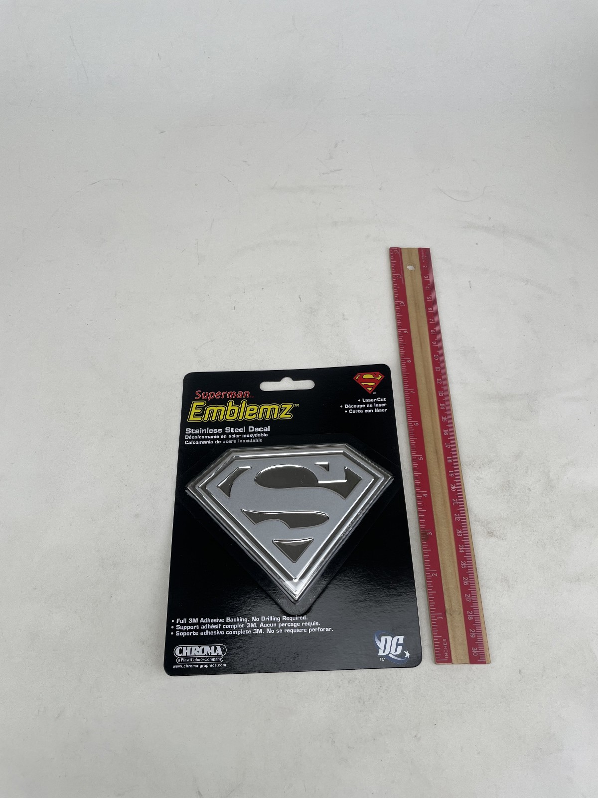 Official Licensed Superman Super Man Stainless Steel Thin Emblem Decal 2 pak
