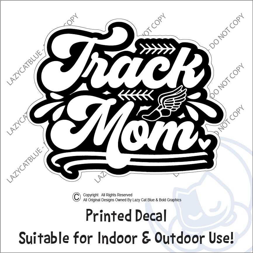 Track Mom Decal Sticker Runner Parent School Sports Team Spirit Jump Shotput Run