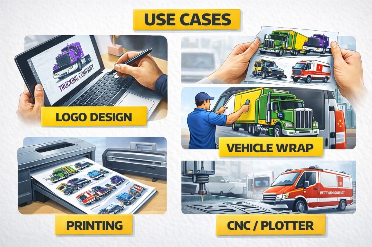 Vector Trucks Bundle, Truck Vector CDR Files, Editable Truck Clipart-Vector CDR