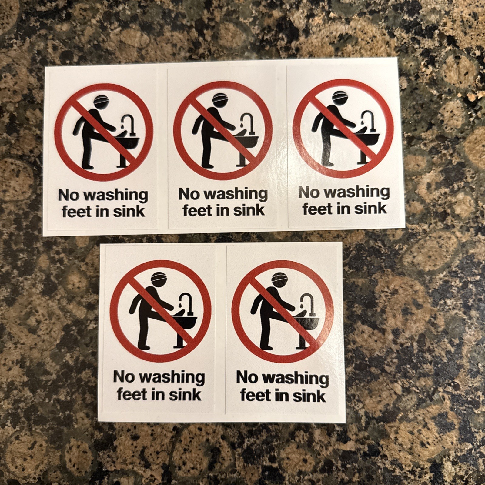 Do Not Wash Your Feet In The Sink sticker safety Sign Shop Car Toolbox 5 Pack