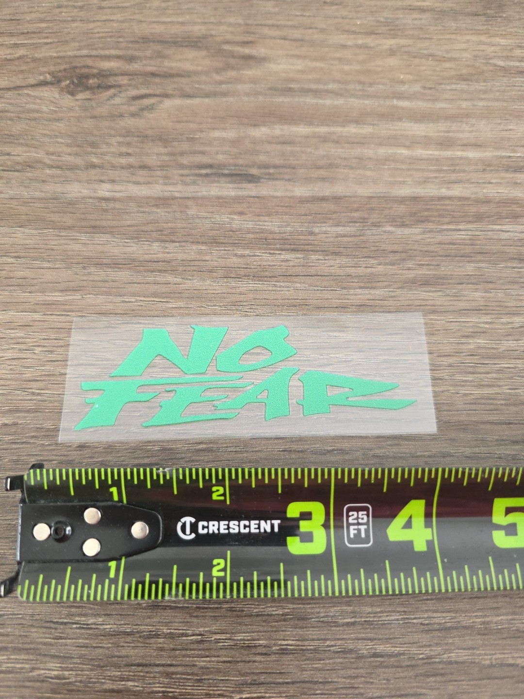 NO FEAR Green Solid Raised UV DTF Decal Sticker Waterproof High Quality 4in