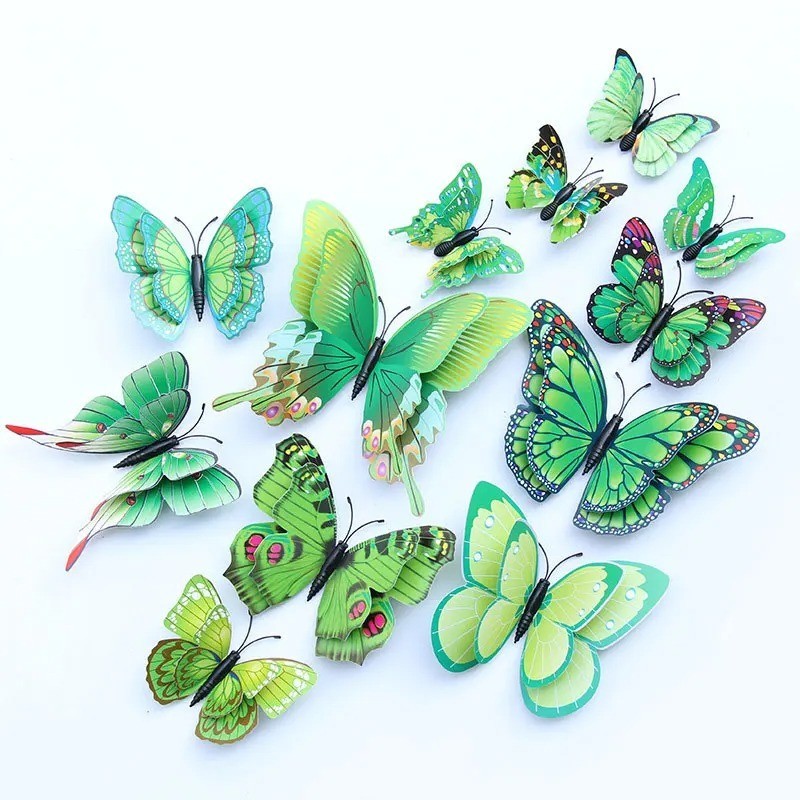 12PCS 3D Double Layer Butterfly Wall Stickers DIY Living Home Room Decor Art