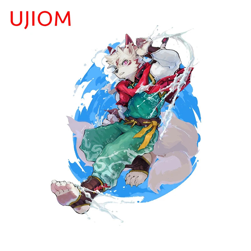 UJIOM Furry Wolf Man Mirror Wall Stickers Unique Fashionable Solar Wardrobe