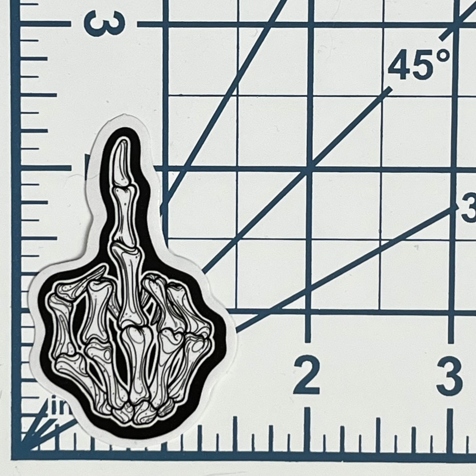 Skeleton Middle Finger Vinyl Sticker Funny Skull Hand Decal Hard Hat Biker