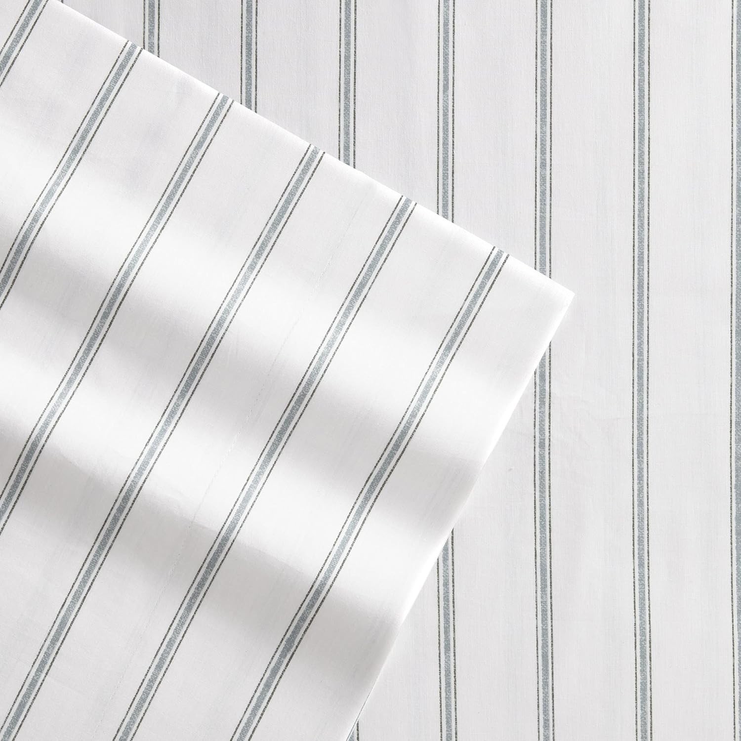Queen Sheets, Cotton Percale Queen, Trenton Stripe Green