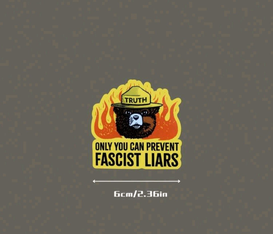 Only You Can Prevent Fascist Liars Bear Sticker 3x3in Free Shipping