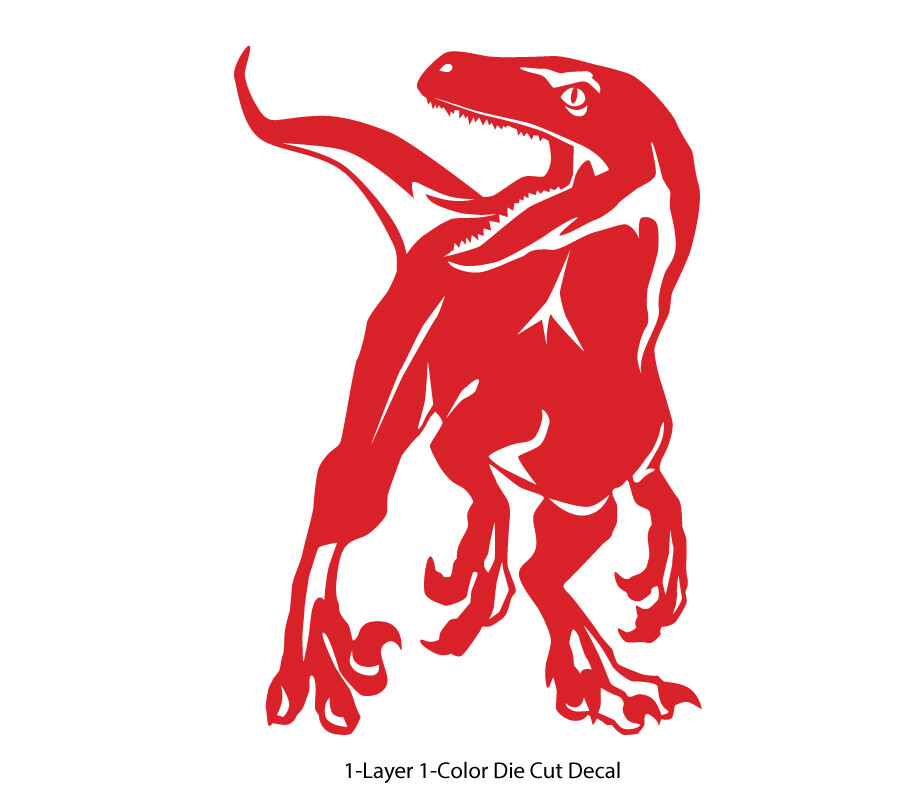 Dinosaur – Roaring Velociraptor #1 – Jurassic Period – 4-21″ wide – DieCut Decal