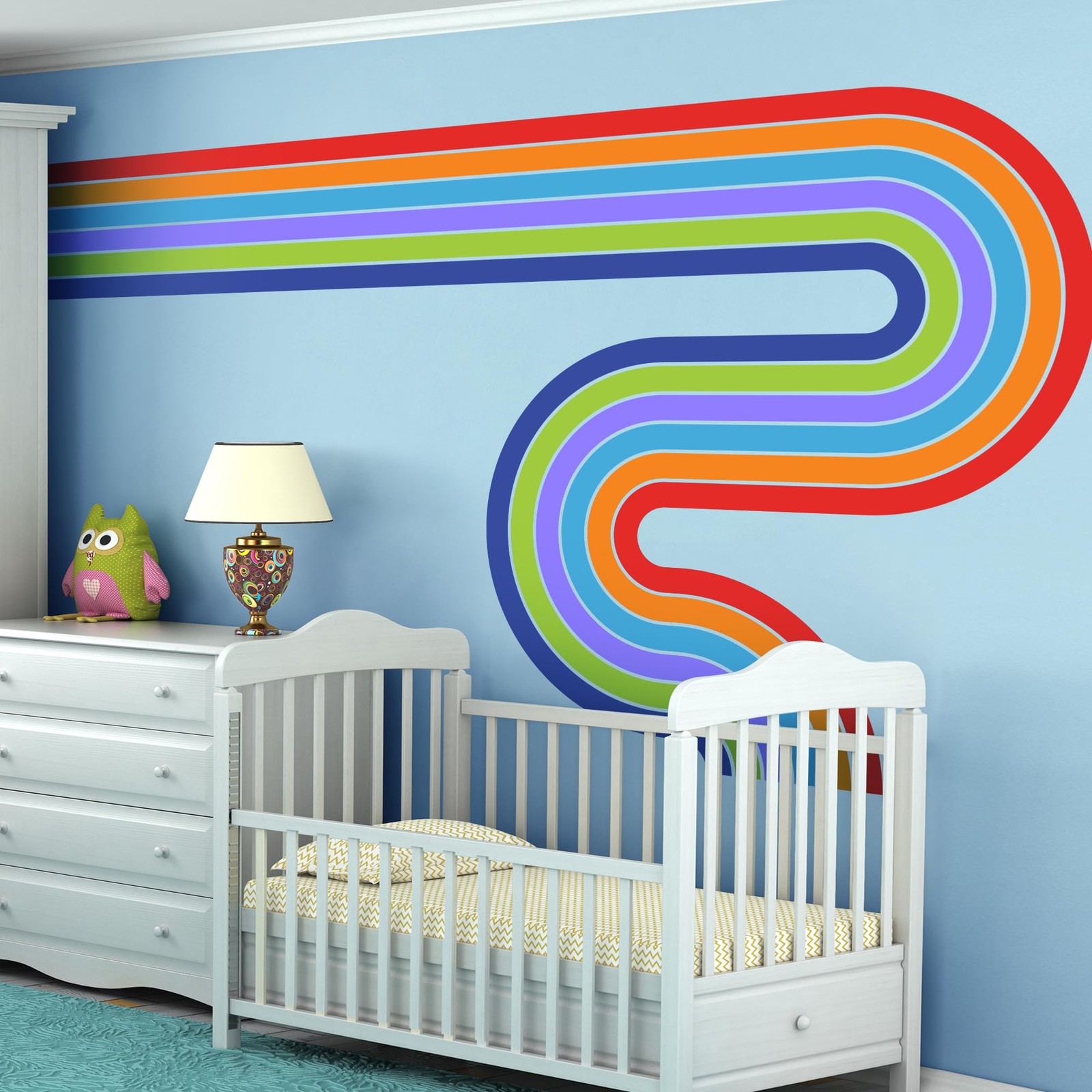 65″ x 116″ Large Removable Boho Rainbow Road Wall Decor – Colorful Self-Adhes…