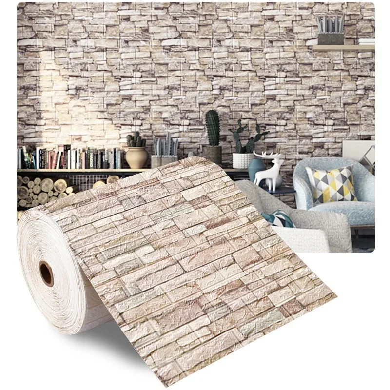 3D Foam Brick Wall Decals Self Adhesive Waterproof Wallpaper for Living Room TV