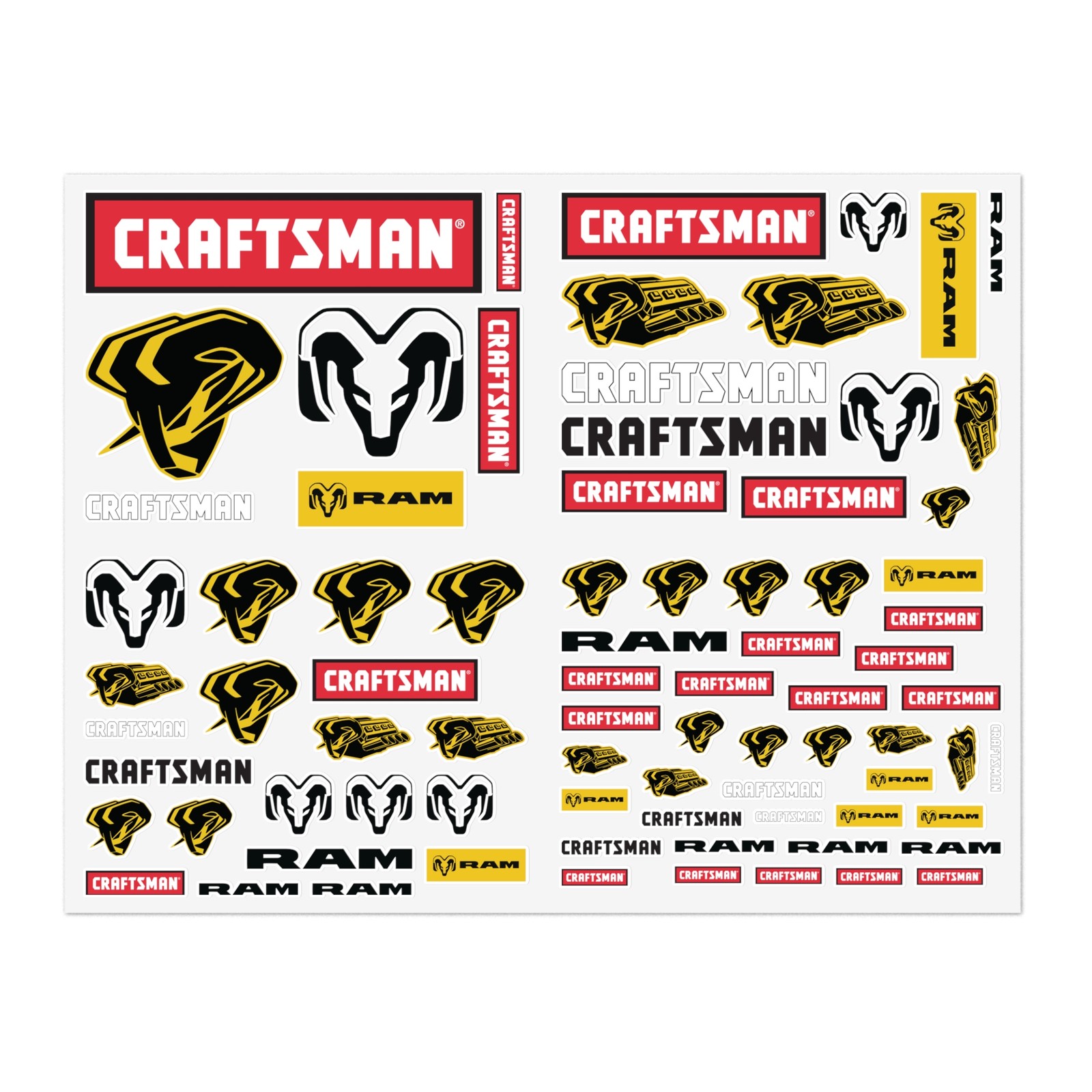 Craftsman & Ram Truck Logo Vinyl Small Sized Decal Sheet – Variety Sizes