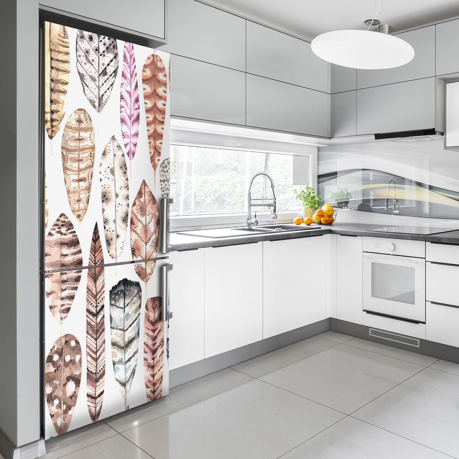 Magnet Sticker Refrigerator removable Peel & Stick Decal Colorful feathers