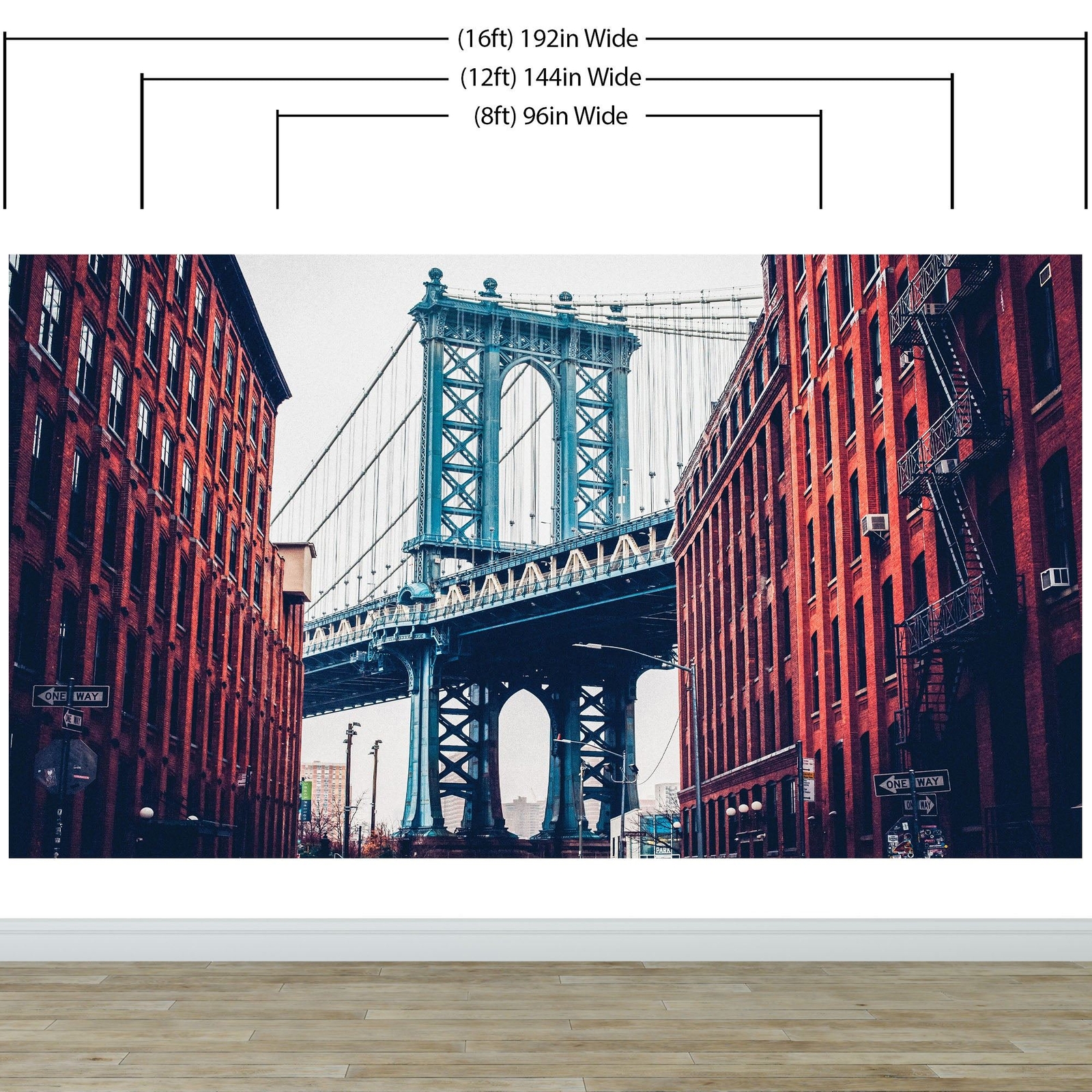 New York City Wall Mural Peel and Stick Wallpaper. Vintage Dumbo NYC. Brooklyn N