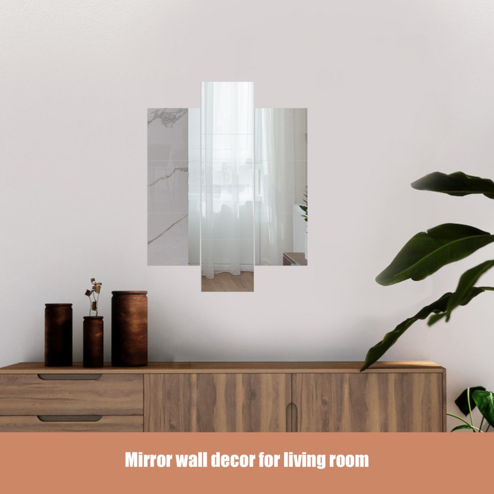 Silver Mirror Wall Sticker for Decor PVC Material Peel and Stick Smooth Edges