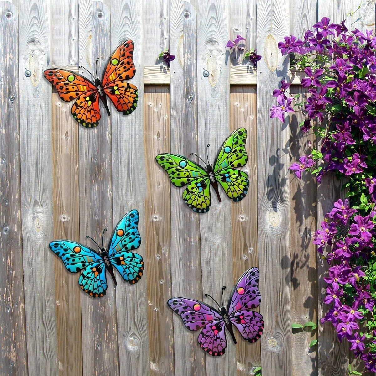 Beautiful Metal Butterfly Wall Decor – 9.6″ Set of 4 for Indoor & Outdoor