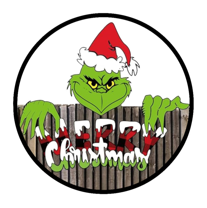 Christmas – Merry Christmas “Grinch” – 4″ Vinyl Decal Sticker Present Decor Jar