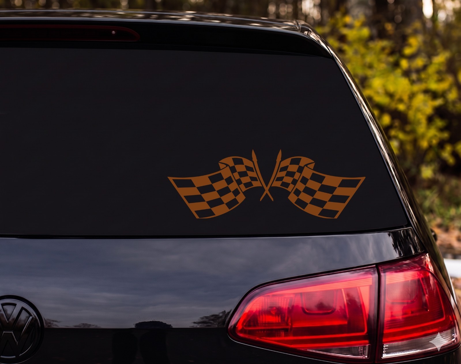 Crossed Checkered Racing Flags Vinyl Decal Sticker Car Window | Racing Fan Gift