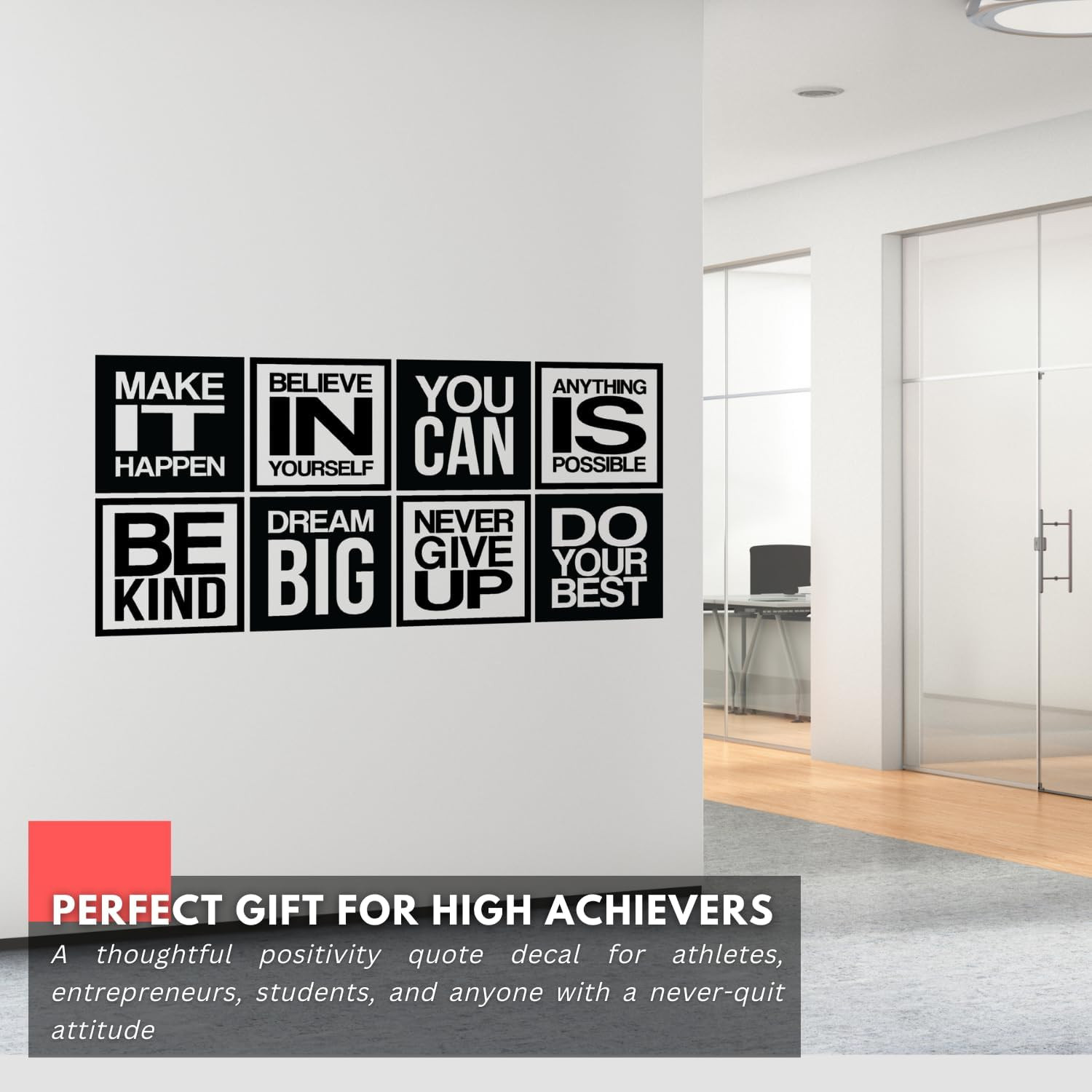Large 8 PC Motivational Wall Decal Positive Inspirational Quote Phrases Decor Wa